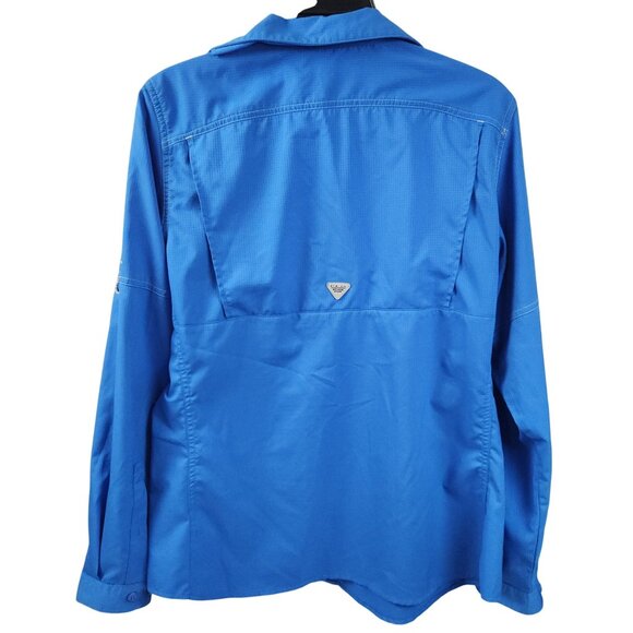 Columbia Performance Fishing Gear Lo Drag Long Sleeve Shirt Atoll Blue Women L - Picture 3 of 10